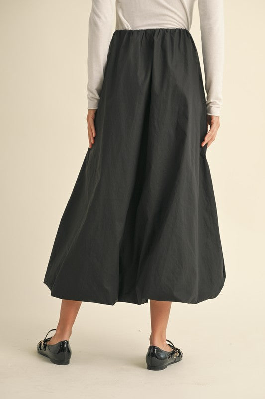Back Elastic Waistband Maxi Bubble Skirt