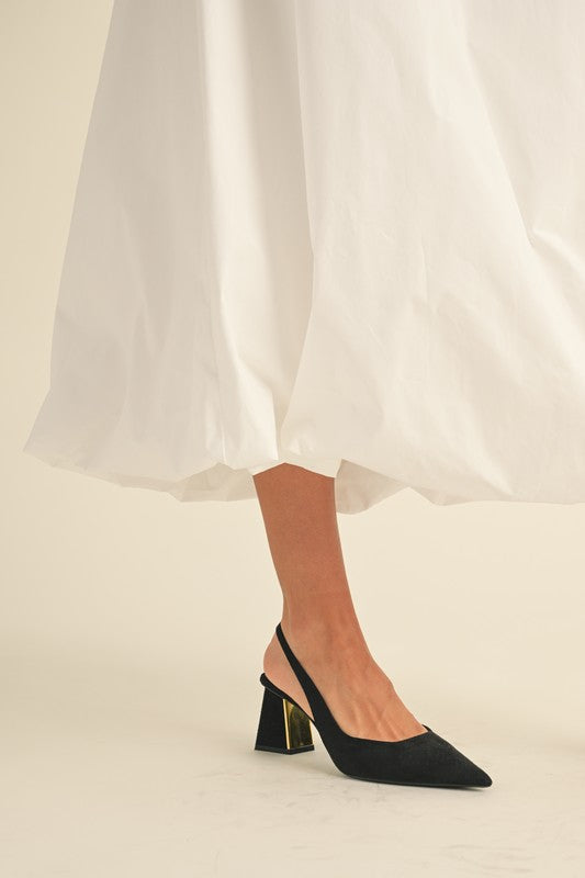 Back Elastic Waistband Maxi Bubble Skirt