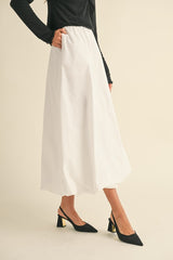 Back Elastic Waistband Maxi Bubble Skirt