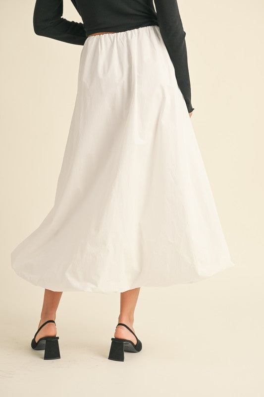 Back Elastic Waistband Maxi Bubble Skirt