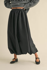 Back Elastic Waistband Maxi Bubble Skirt (2 Colors)
