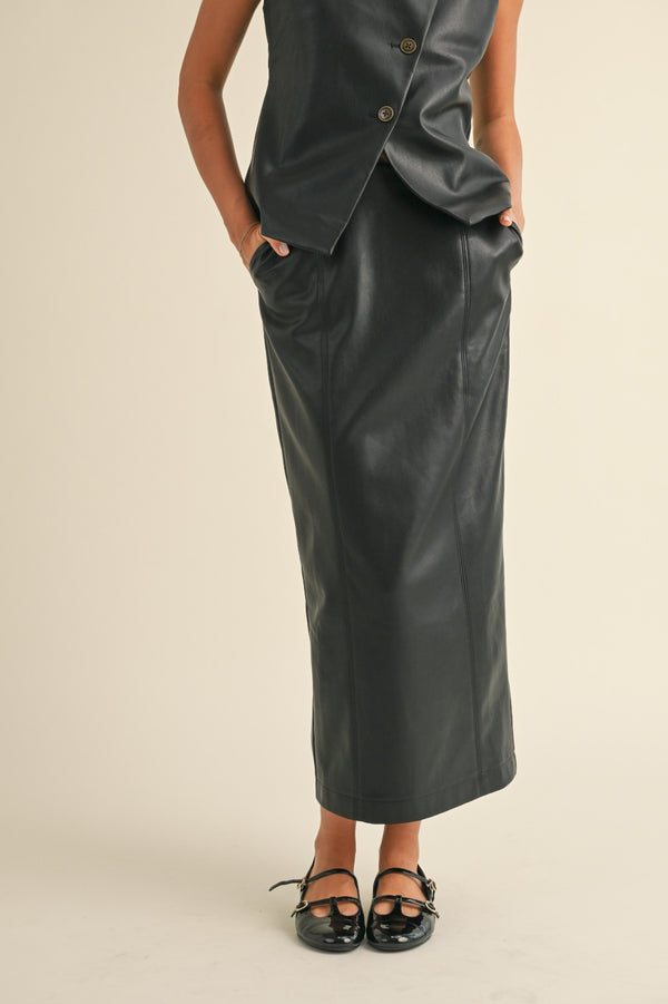 Faux Leather Maxi Skirt