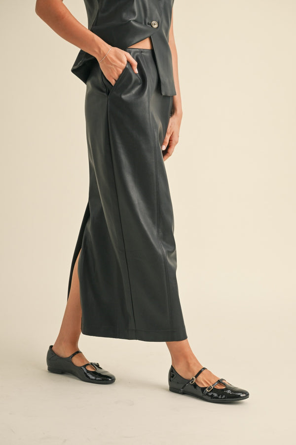 Faux Leather Maxi Skirt