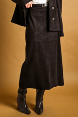 Faux Suede A-Line Maxi Skirt (2 Color Ways)