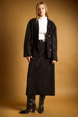 Faux Suede A-Line Maxi Skirt (2 Color Ways)