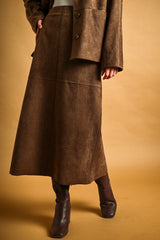 Faux Suede A-Line Maxi Skirt (2 Color Ways)