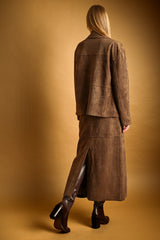 Faux Suede A-Line Maxi Skirt (2 Color Ways)