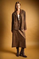 Faux Suede A-Line Maxi Skirt (2 Color Ways)