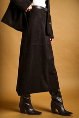 Faux Suede A-Line Maxi Skirt (2 Color Ways)