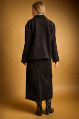 Faux Suede A-Line Maxi Skirt (2 Color Ways)