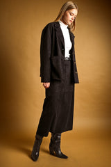 Faux Suede A-Line Maxi Skirt (2 Color Ways)