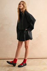 Balloon Faux Leather Mini Skirt