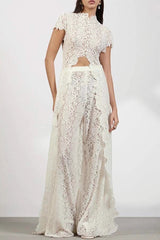 Lace Crop Top & Maxi Skirt Set