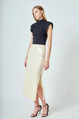 Straight Silhouette Sequin Maxi Skirt (2 Color Ways)