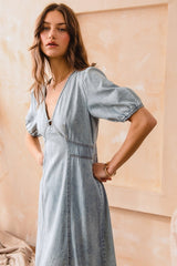 Feminine & Timeless Denim Midi Dress