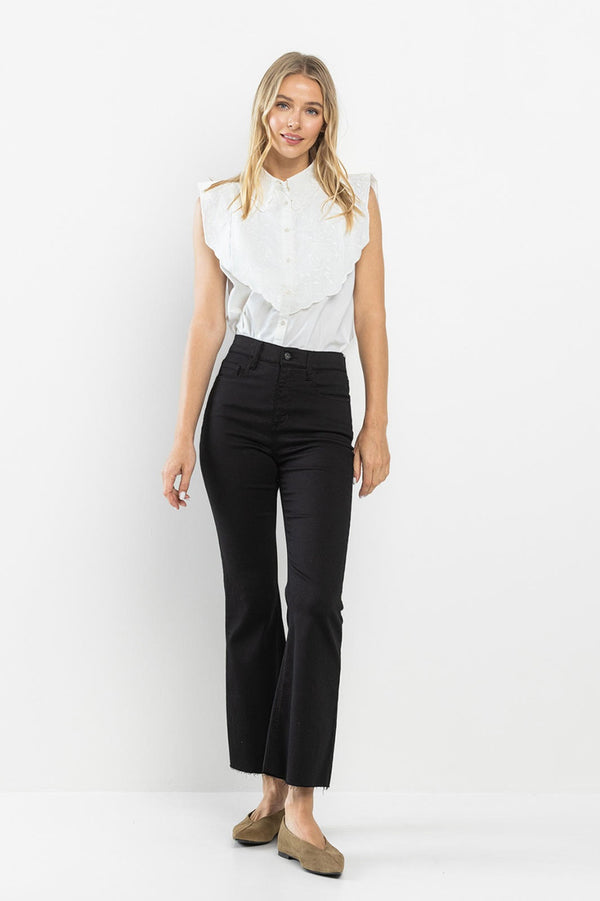 Black High Rise Kick Flare