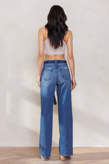 High Rise Belted Denim