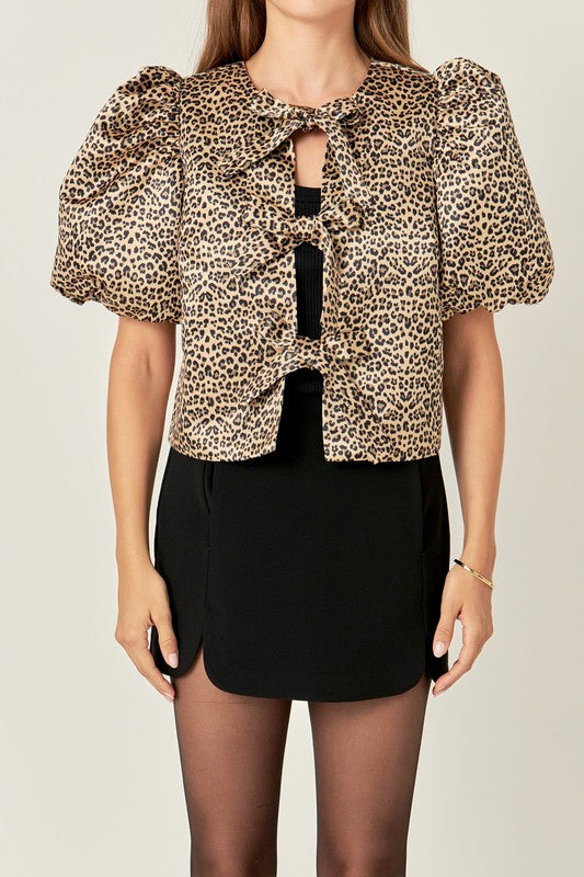 Bow Detailed Puff Sleeve Top