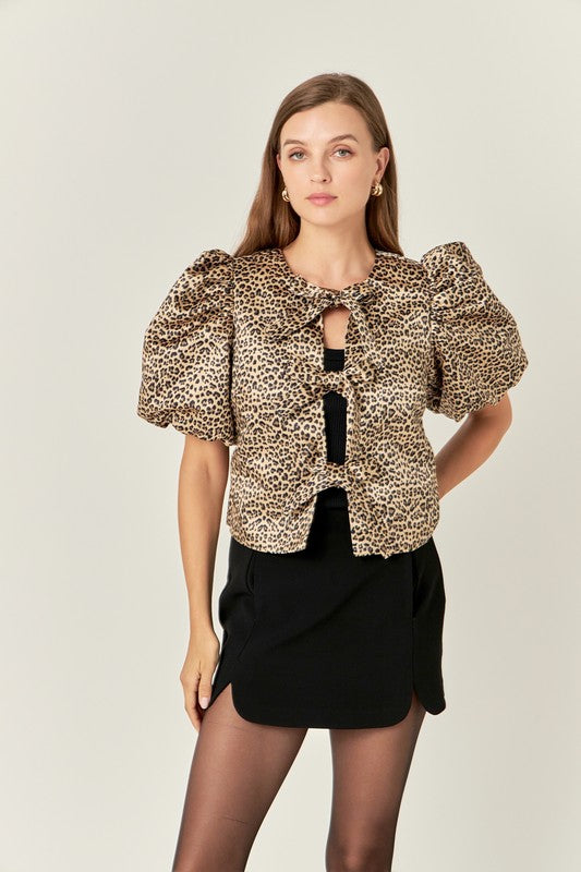 Bow Detailed Puff Sleeve Top
