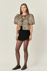 Bow Detailed Puff Sleeve Top