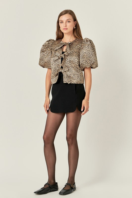 Bow Detailed Puff Sleeve Top