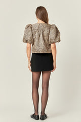 Bow Detailed Puff Sleeve Top