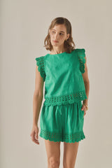 Embroidered Sleeveless Top