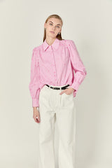 Heart Embroidery Stripe Shirt
