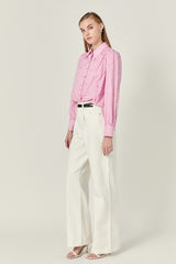 Heart Embroidery Stripe Shirt