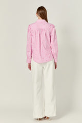 Heart Embroidery Stripe Shirt
