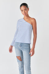 Stripe One Shoulder Top