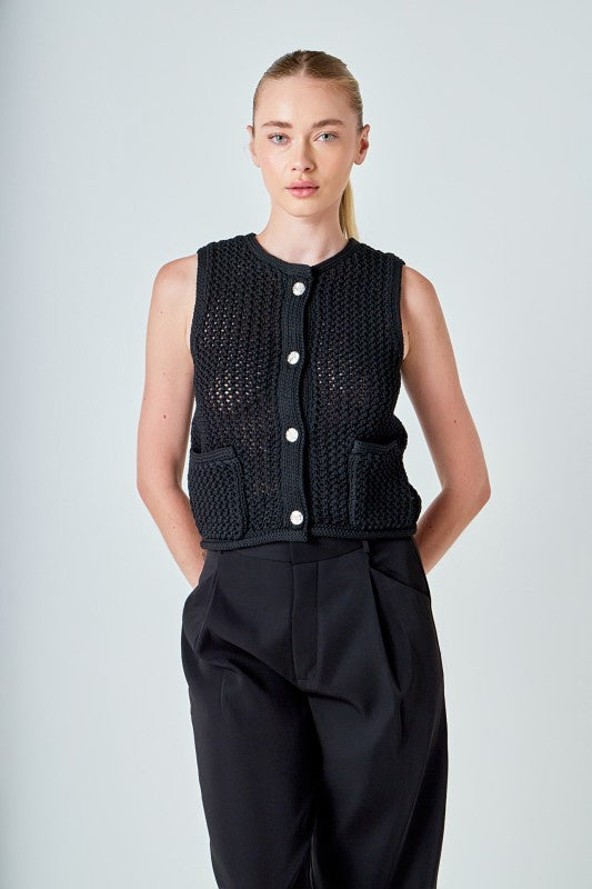 Audrey Knit Button Vest
