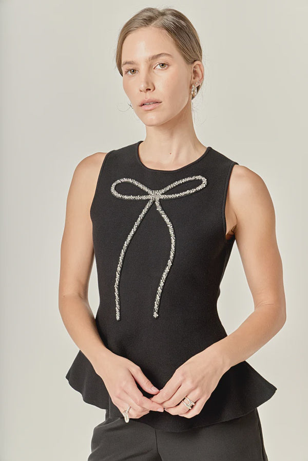 Ribbon Peplum Knit Top