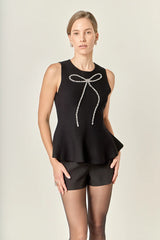 Ribbon Peplum Knit Top