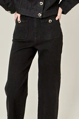 Heart Button Stretch Denim Pants