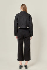 Heart Button Stretch Denim Pants