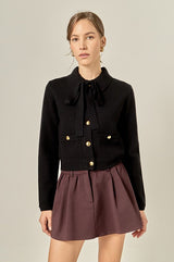 Detachable Bow Classic Knit Jacket