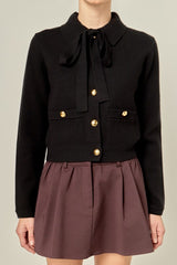 Detachable Bow Classic Knit Jacket