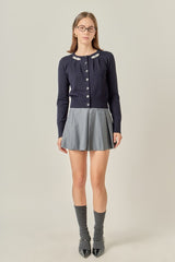 Navy Pearl Detail Cardigan Sweater
