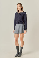Navy Pearl Detail Cardigan Sweater