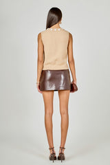 Floral Button Knit Sleeveless Top