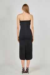 Strapless Black Knit Midi Dress