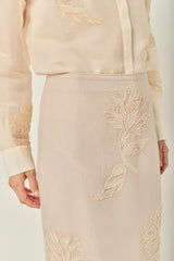Beaded Floral Embroidered Chiffon Blouse