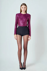 Sequin Long Sleeve Bodysuit