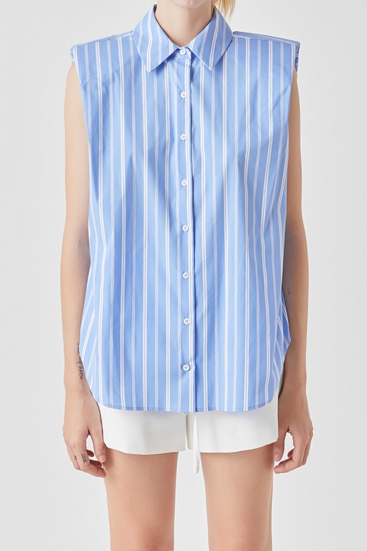 Stripe Power Shoulder Shirt