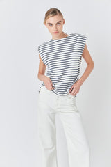 Striped Padded Sleeveless Top