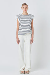 Striped Padded Sleeveless Top