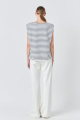 Striped Padded Sleeveless Top