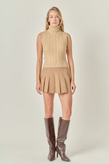 Cable Knit Mock Neck Sleeveless Top