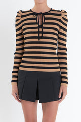 Stripe Bow Knit Top